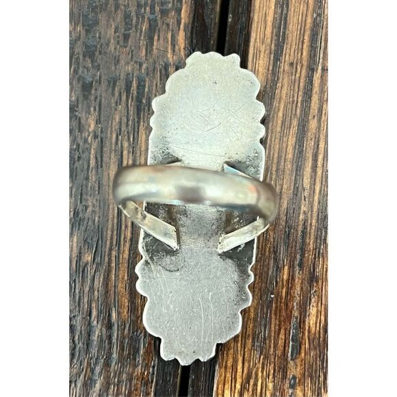 Vtg 70’s Navajo Silver, Turquoise & Coral Women’s  Ring Size 7 - Picture 5 of 5